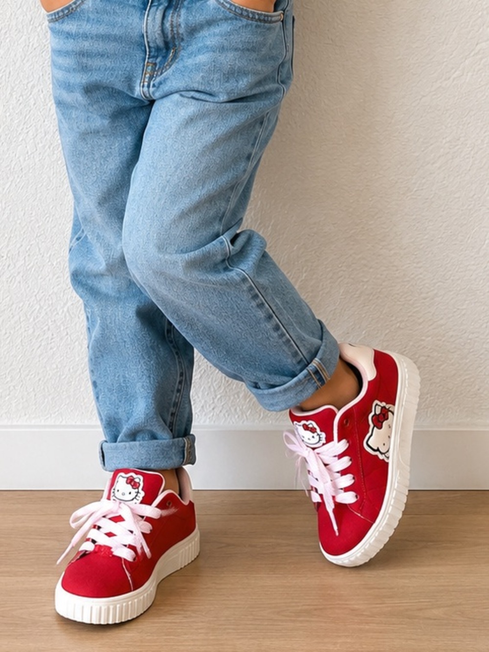 Hello Kitty Pink Sneakers with White Trim